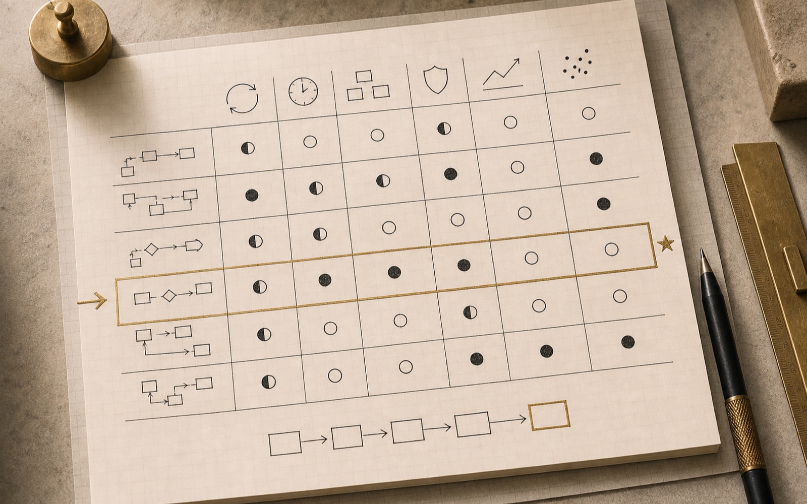 Choose the First Workflow field note spread with workflow sketches.