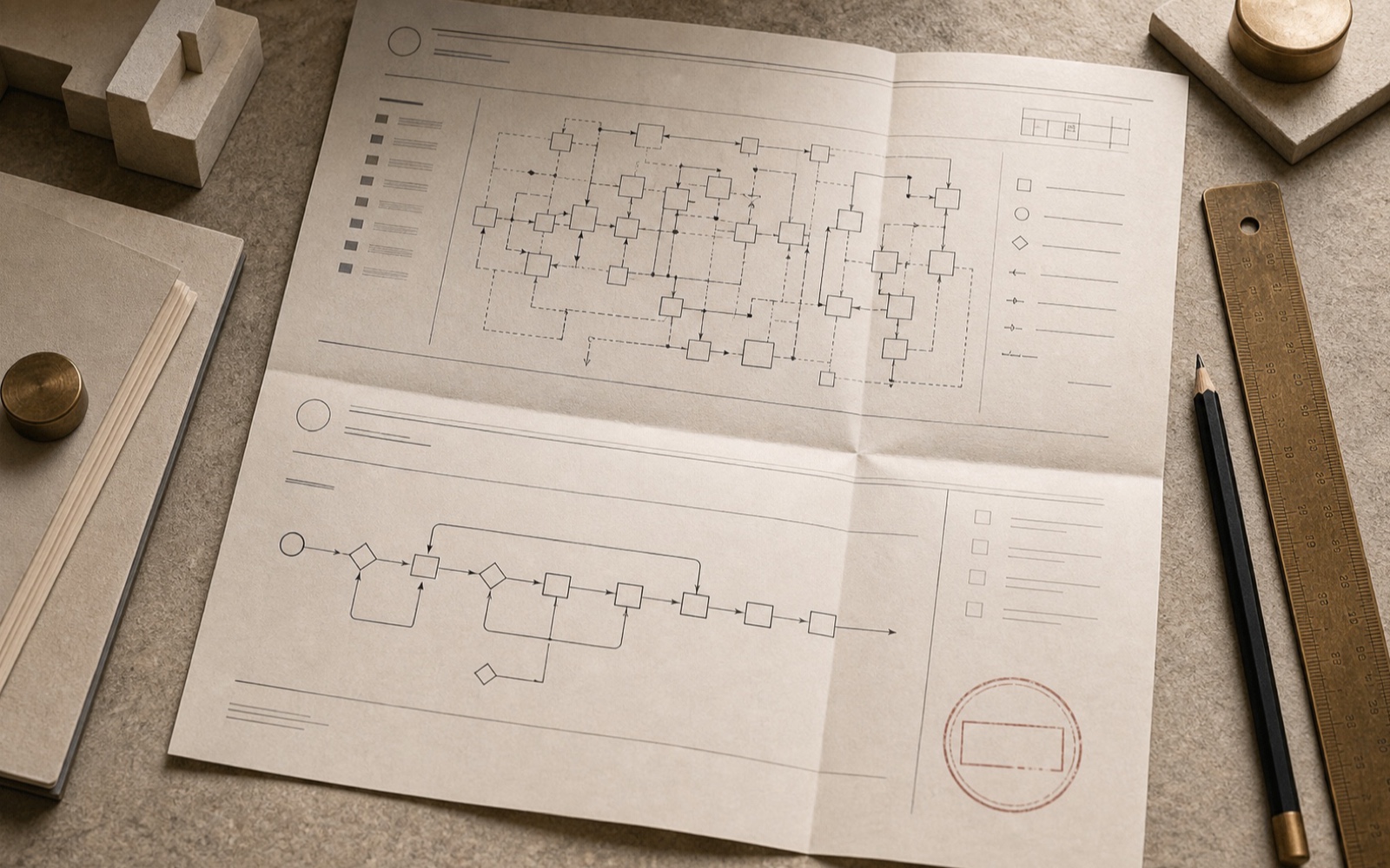 Workflow scan assessment document on a desk.